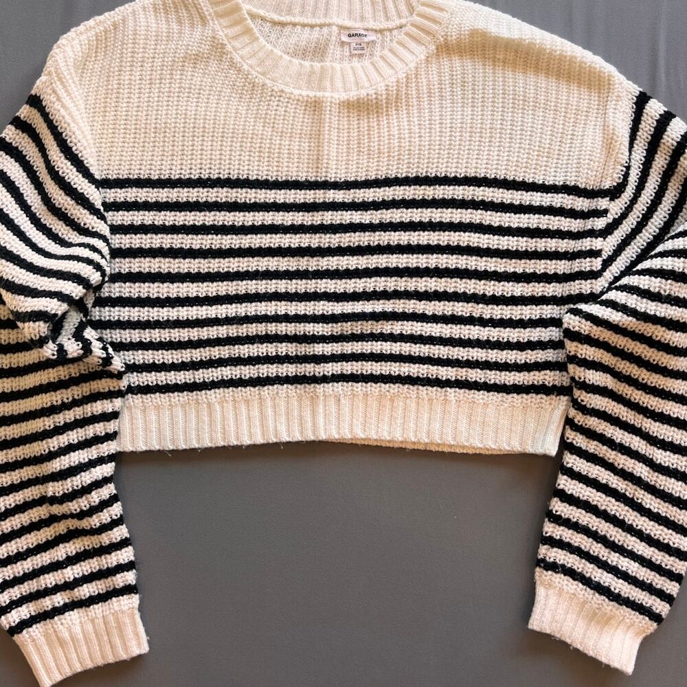 Garage White and Black Knit Sweater‎
